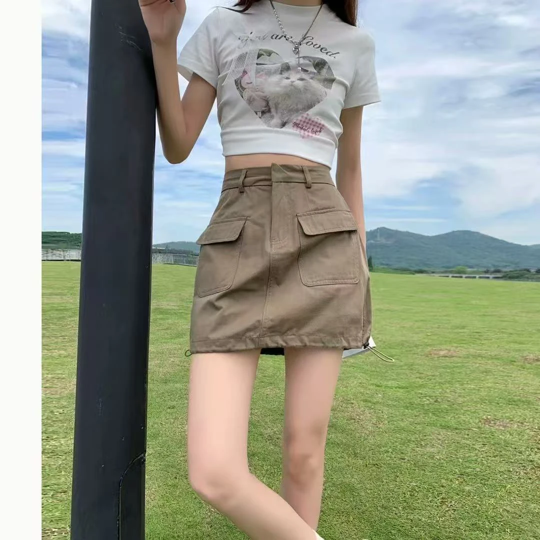 小两口莹显瘦高腰洋气A字半身裙401