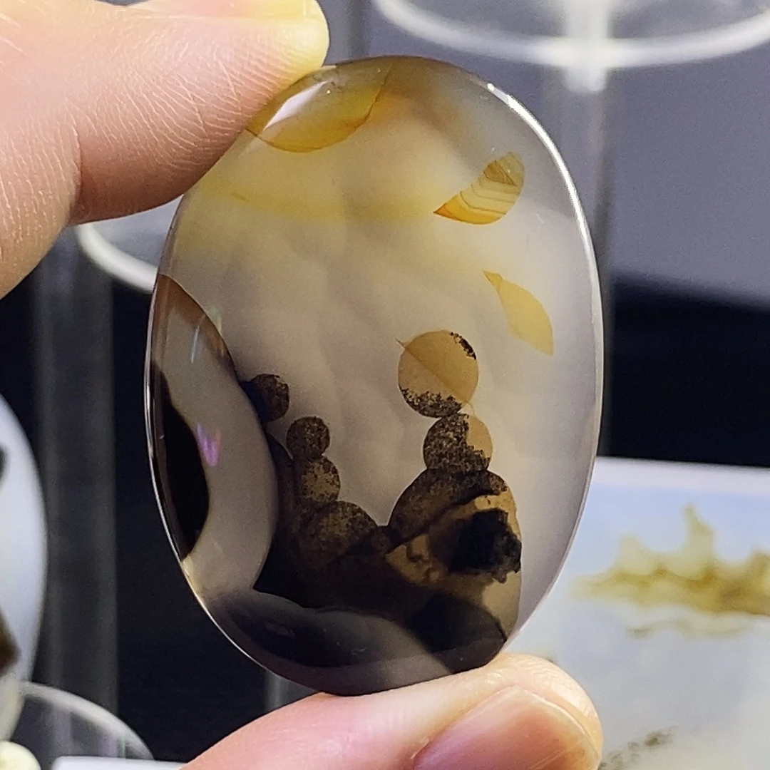 合成碳硅石非金属时尚图纹画面石饰品