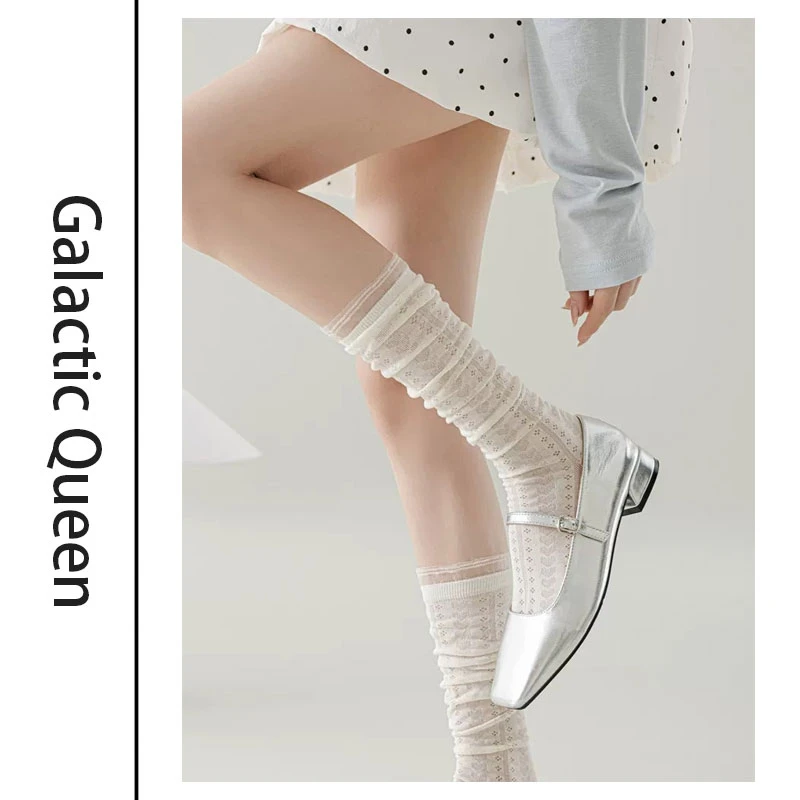 Galactic Queen薄款蕾丝小腿袜网眼透气堆堆袜子