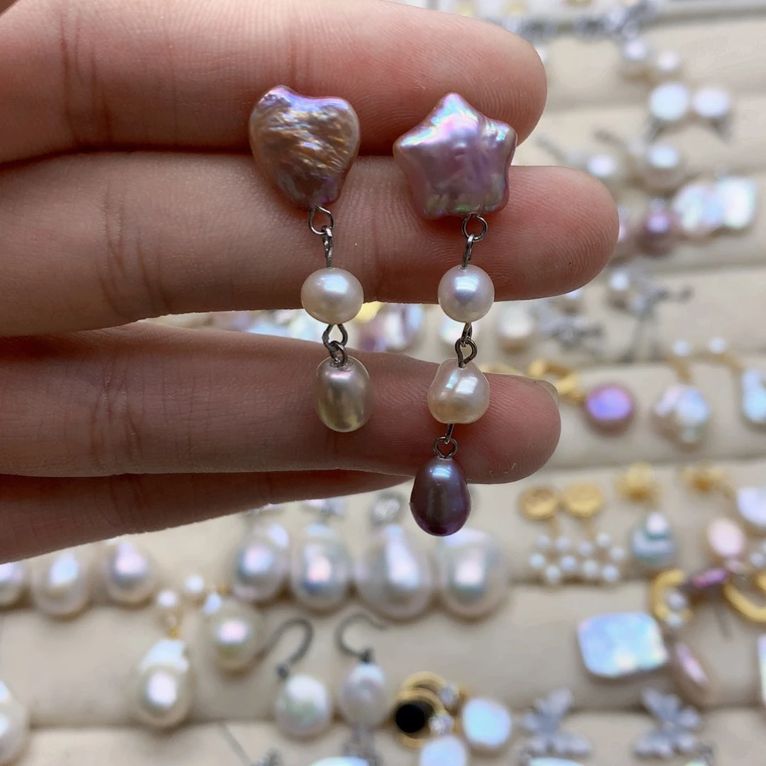 淡水珍珠耳饰银S925镶嵌