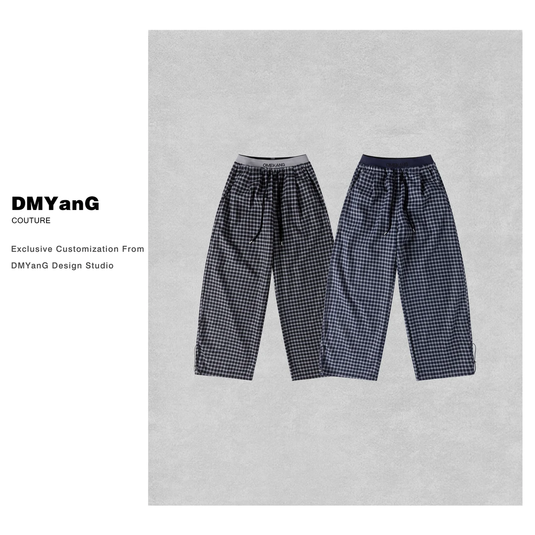 DMYanG/‘’贼洋气‘’加绒格纹毛呢休闲弯刀裤DMY1658