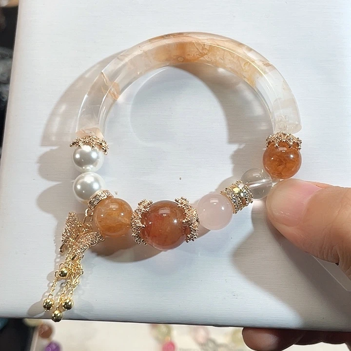 未镶嵌水晶手串黄胶花半镯手串