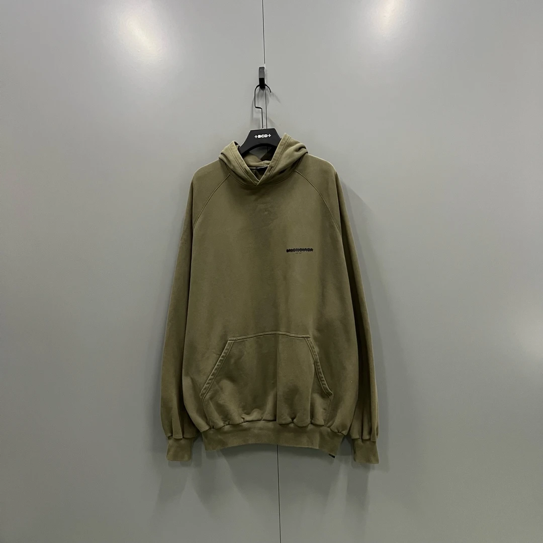 99新 Balenciaga/巴黎世家 h924  军绿色logo印花帽衫 2码 103090