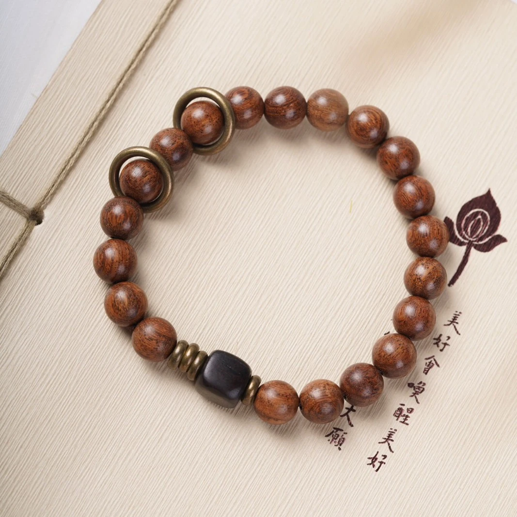 定制金丝檀木手串手链串珠小众设计中式饰品复古风佛系禅意礼物厂