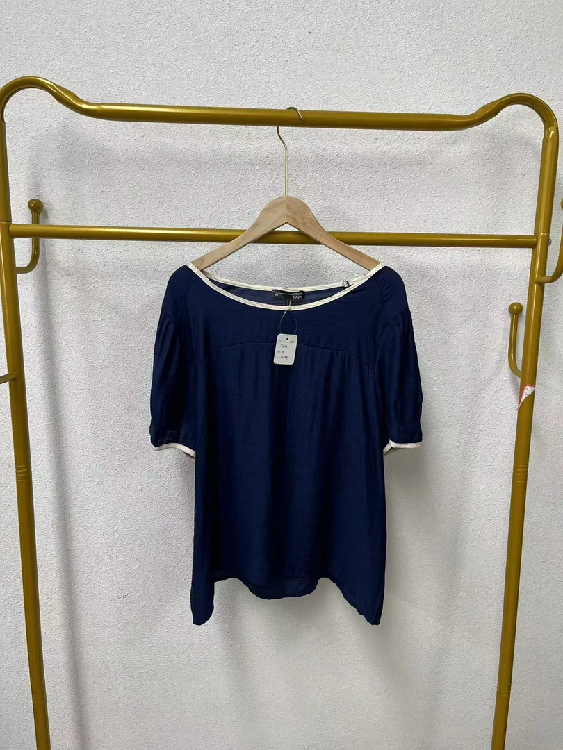 唯琳剪标  7仓F1-9-1286款   蓝色圆领短袖T恤