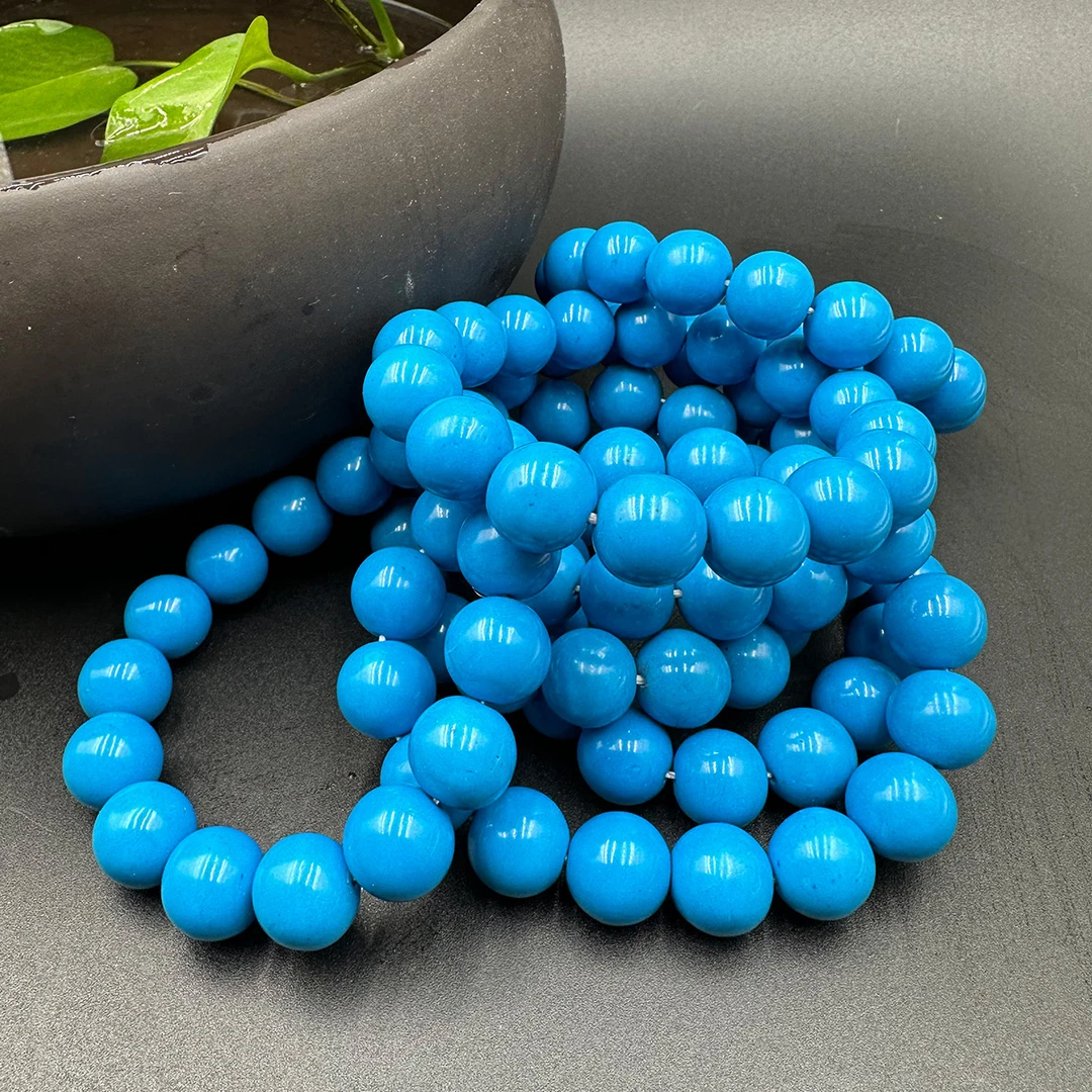 合金花岗石手链 14mm天然原矿精雕蓝色A156高瓷手链手串饰品精品