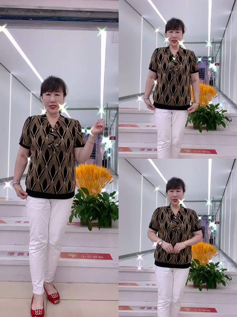 夏季新款宽松短袖妈妈装减龄显瘦时尚小衫