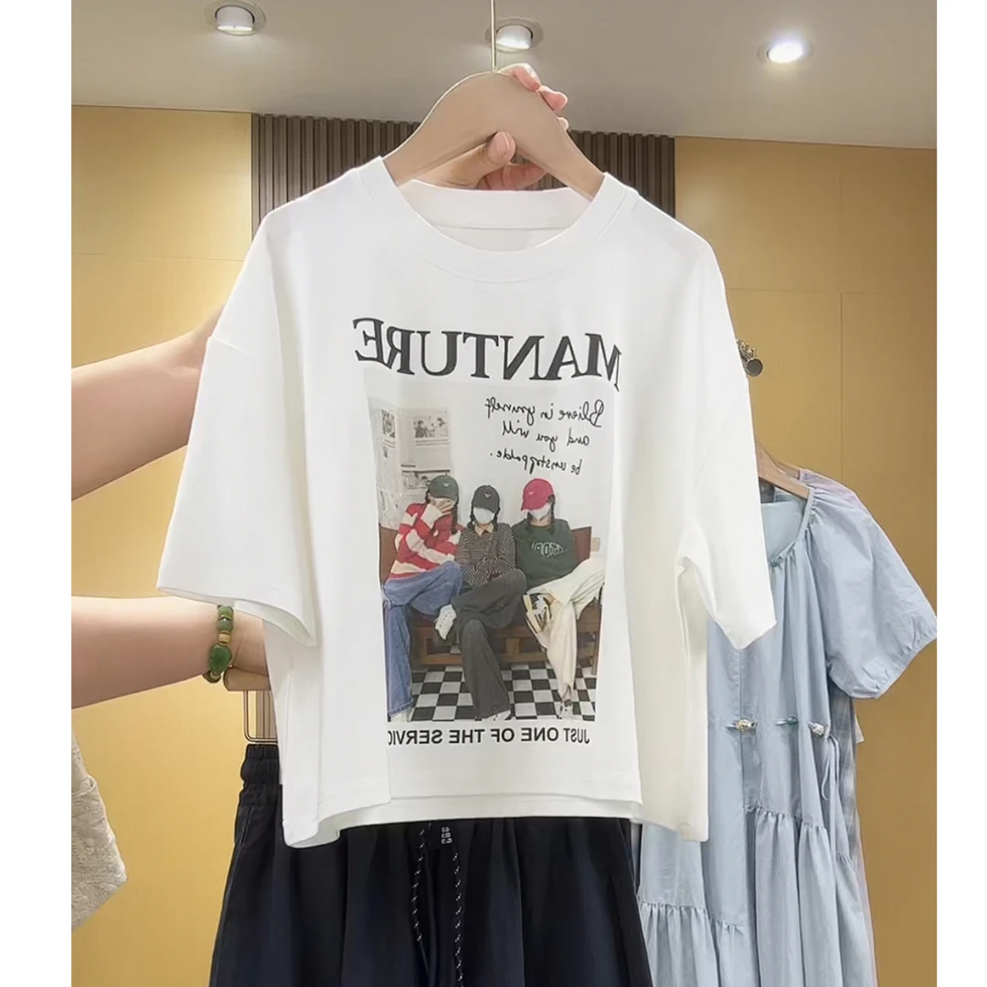 【潮流女孩】女童短袖t恤夏季短款2025薄款女童半袖初中生夏装上衣