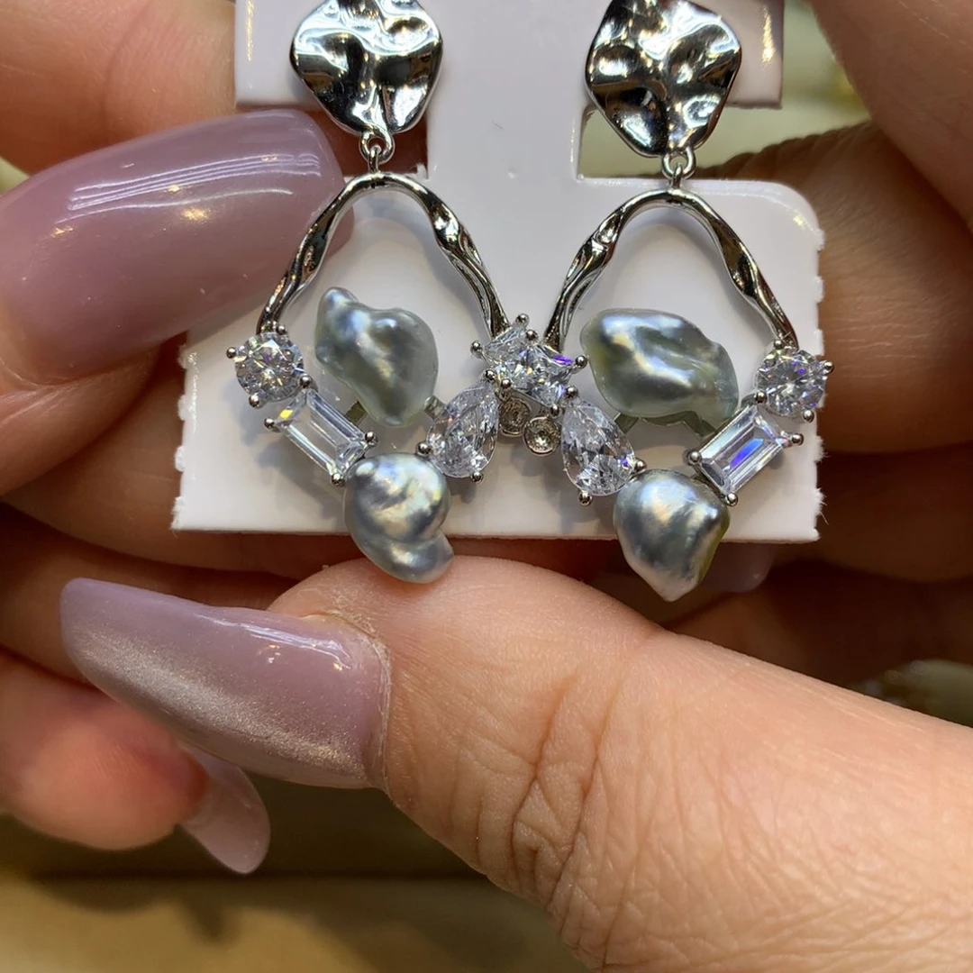 银S925镶嵌耳饰海水珍珠