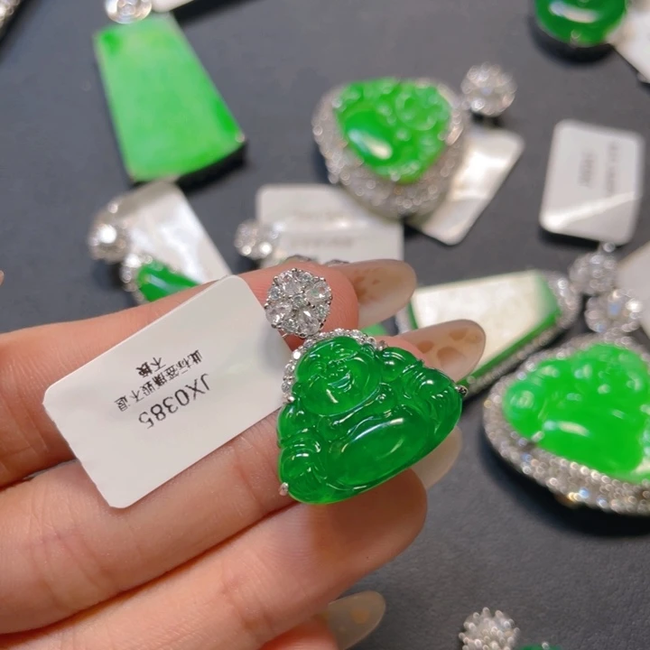 【闪购商品】翡翠银S925镶嵌颈饰我****麻翡翠