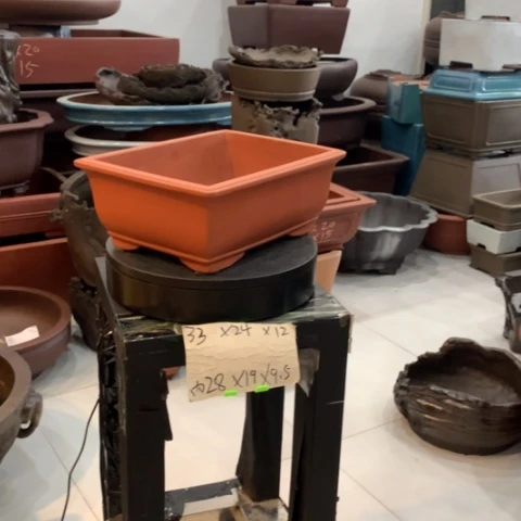 紫砂花盆红泥的长方