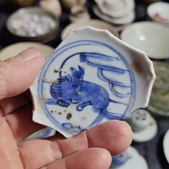 瓷片青花影青杯垫学习标本