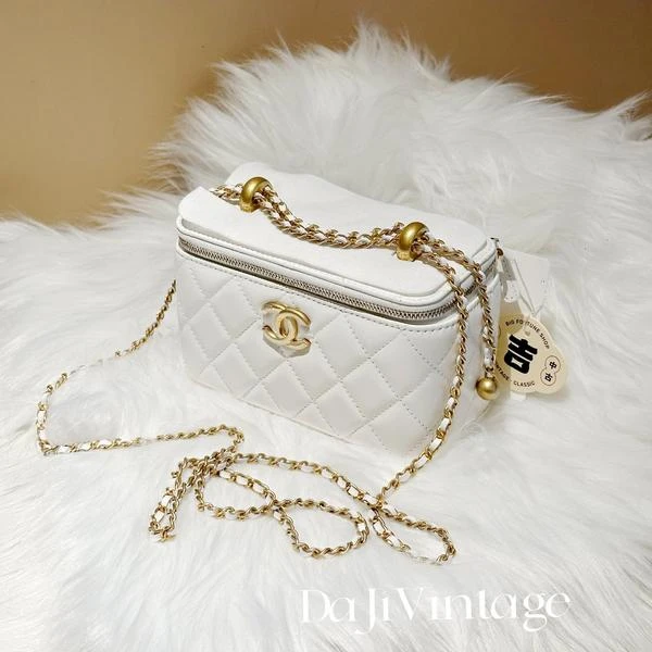 大吉中古/Chanel香奈儿24c白金双金珠长盒子斜挎包