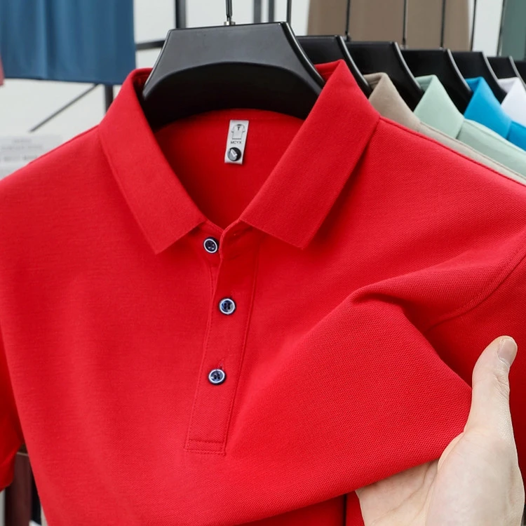 （下摆开叉）男士纯色翻领短袖Polo衫商务休闲时尚百搭半袖纯棉T恤