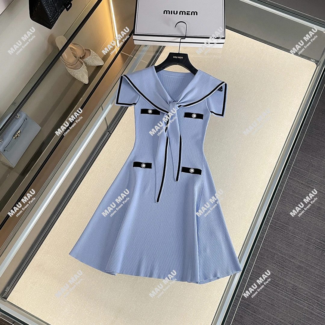 【深海蓝心】法式甜美海军领学院风修身收腰连衣裙女DY7241