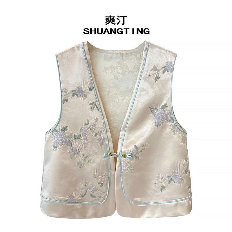 Jokara/丘可儿【青兰摇】新中式国风提花马甲文艺扣减龄休闲马夹女