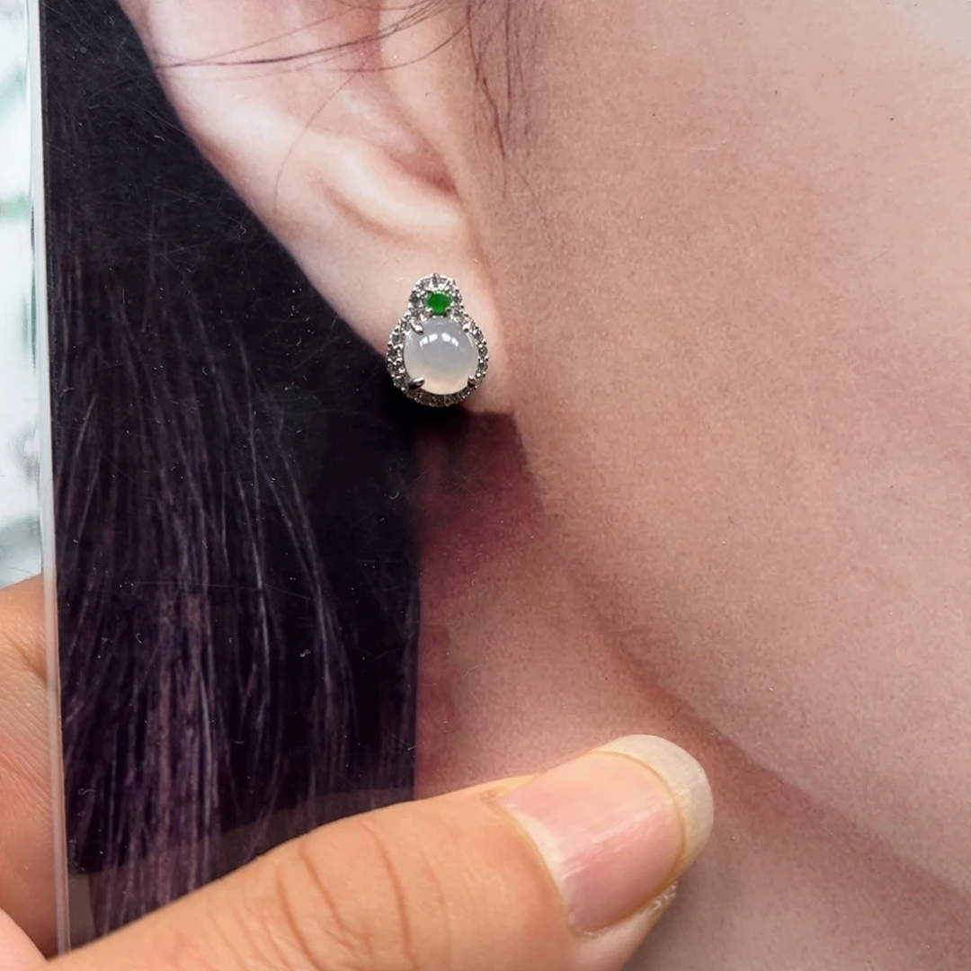 翡翠银S925镶嵌耳饰福利