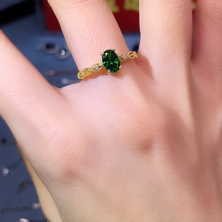 透辉石戒指银S925镶嵌