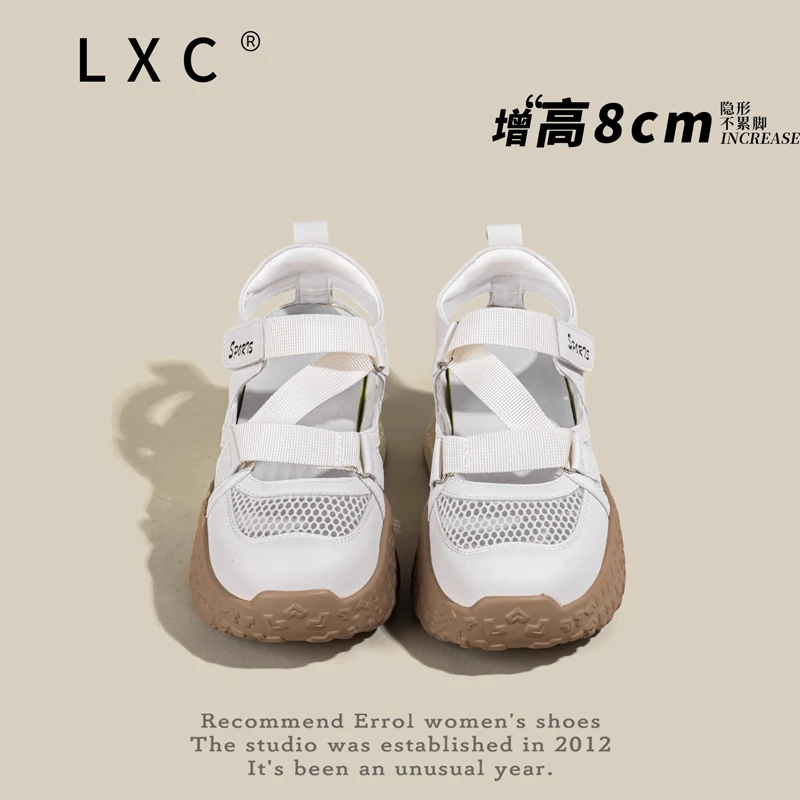 包头罗马运动凉鞋女2025夏季新款爆款厚底内增高德训鞋透气老爹鞋