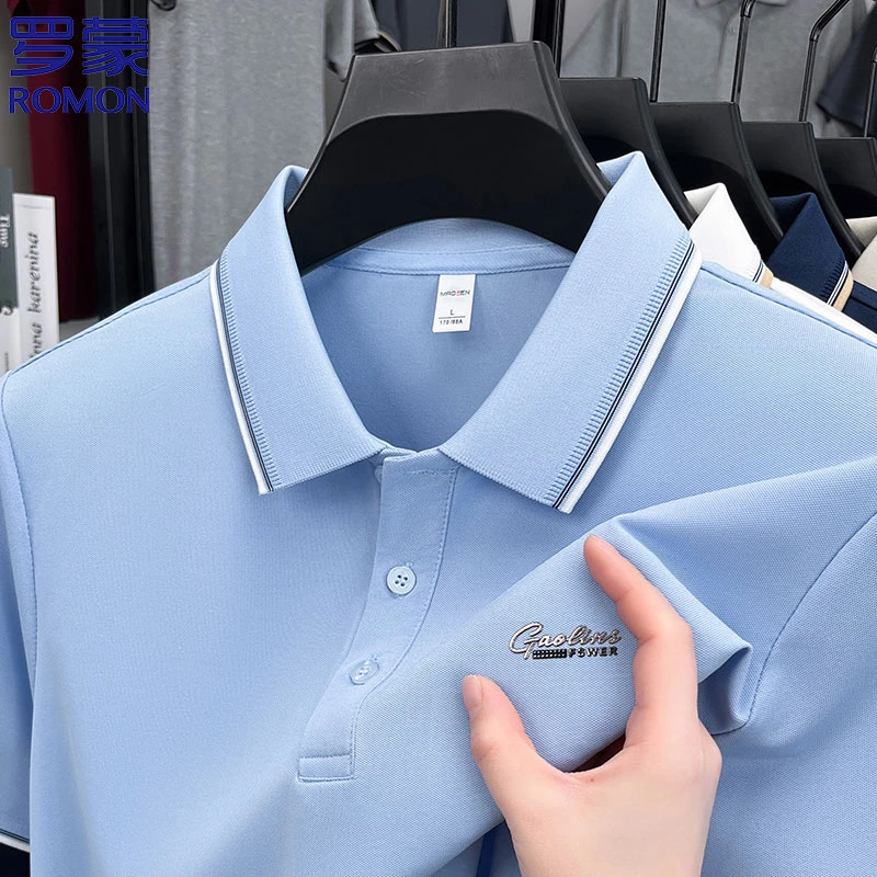 罗蒙夏季男士POLO衫短袖高级感品牌翻领2025新款爸爸T恤上衣
