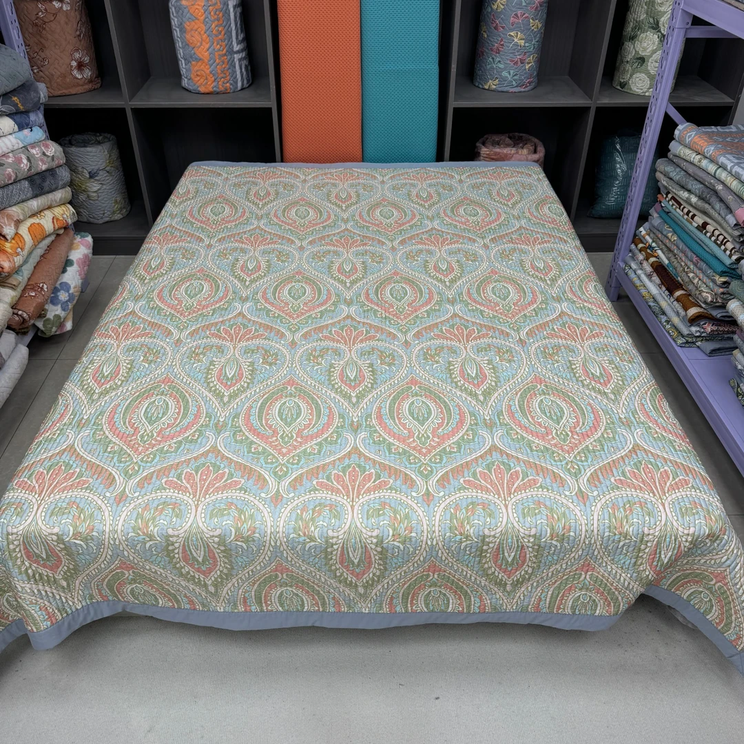 静心果200*230cm原棉云纱棉床盖四季款加厚双层纱多功能床盖