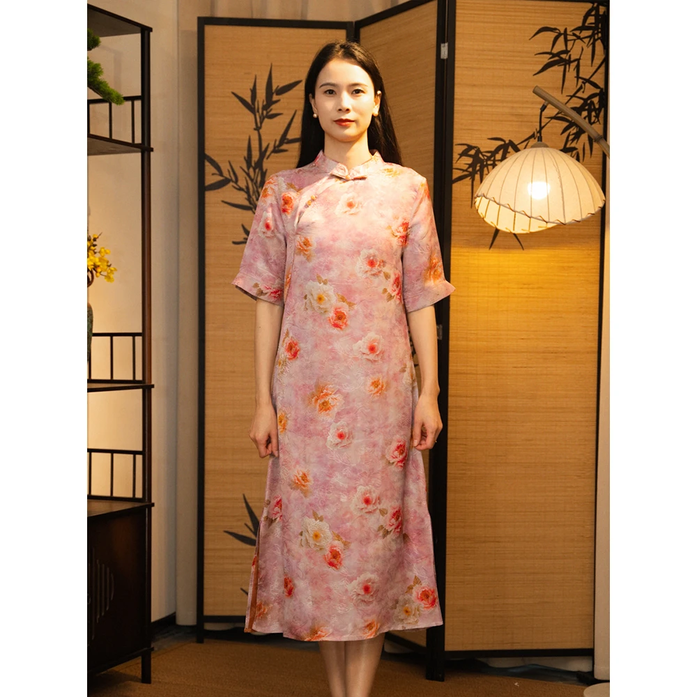 【粉黛】新中式国风夏季立领女装改良旗袍连衣裙