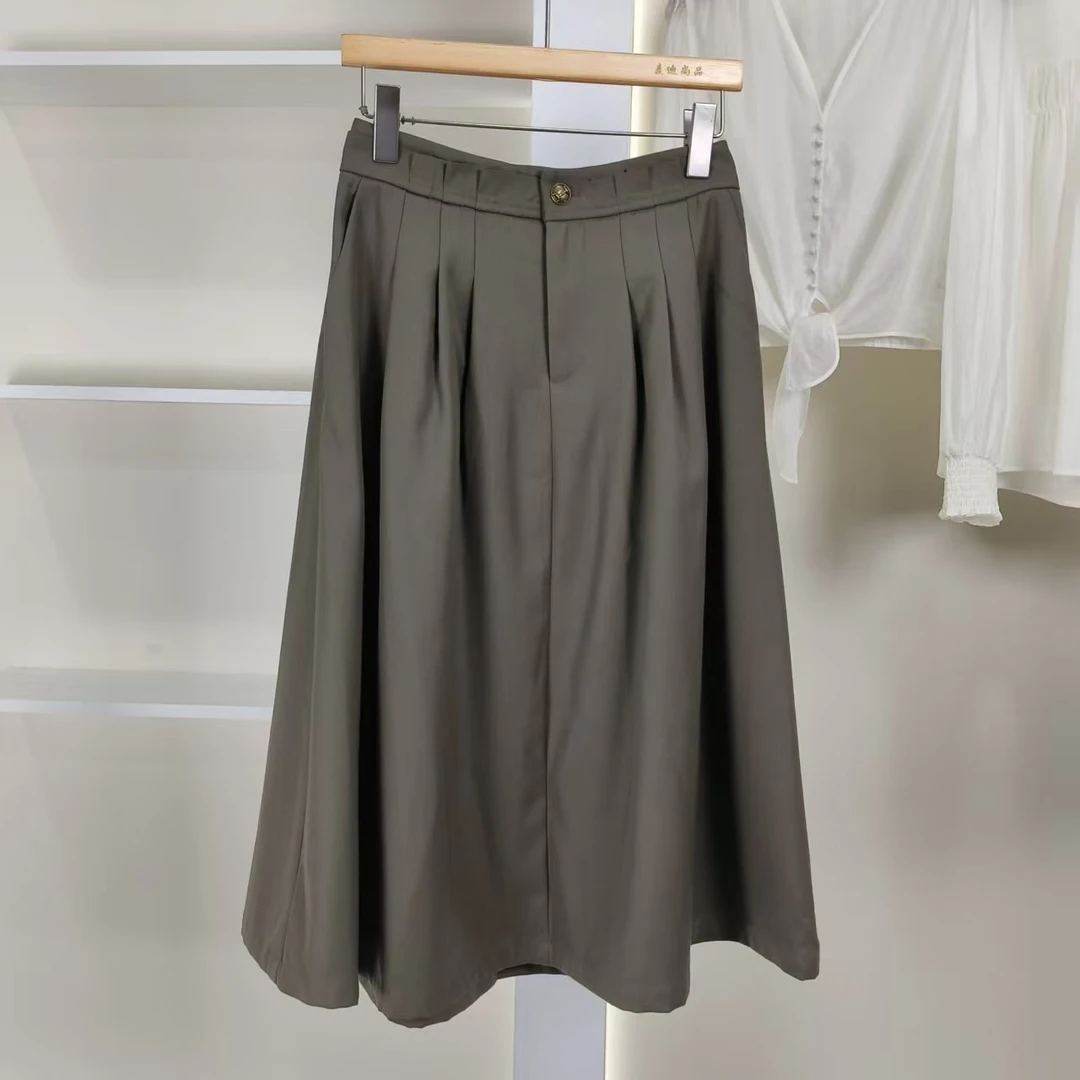 麦迪尚品【夕Y】50910263 春季简约A字优雅长半裙品牌女装