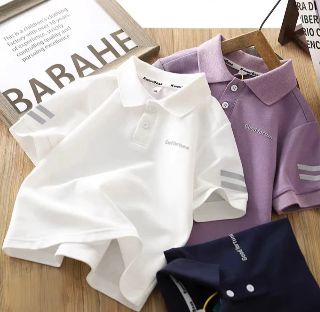 男童短袖T恤2025夏季新款儿童休闲翻领时尚polo衫男童半袖体恤潮