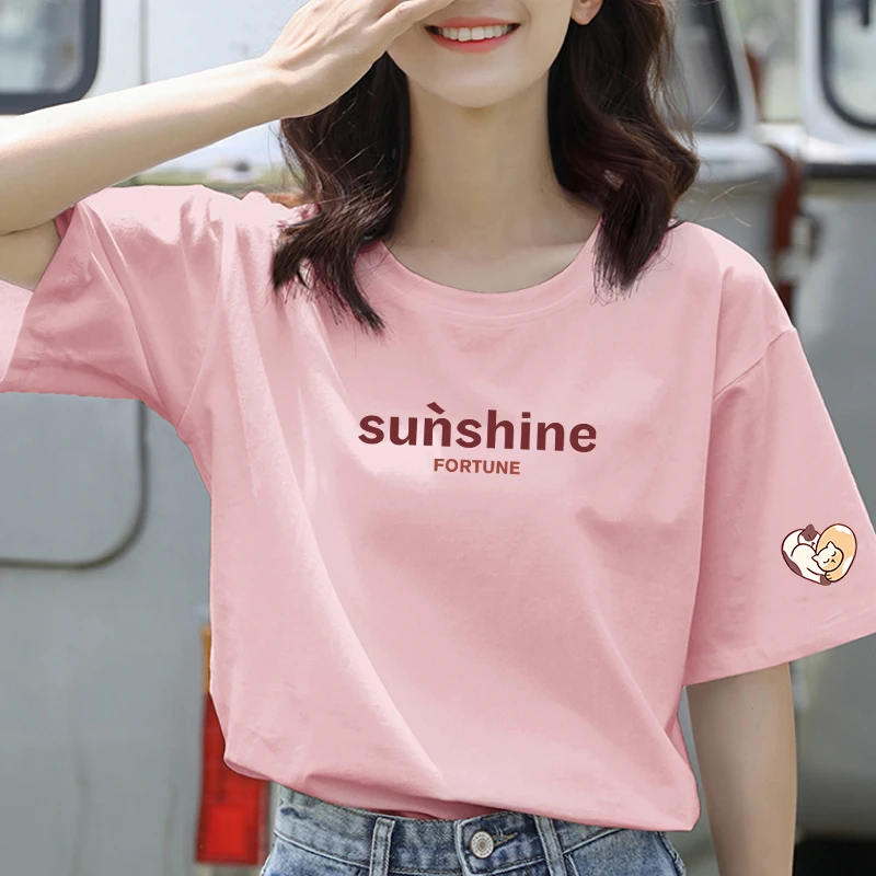 【现货+运费险】短袖T恤女士夏季2025新款宽松纯棉印花显瘦Y