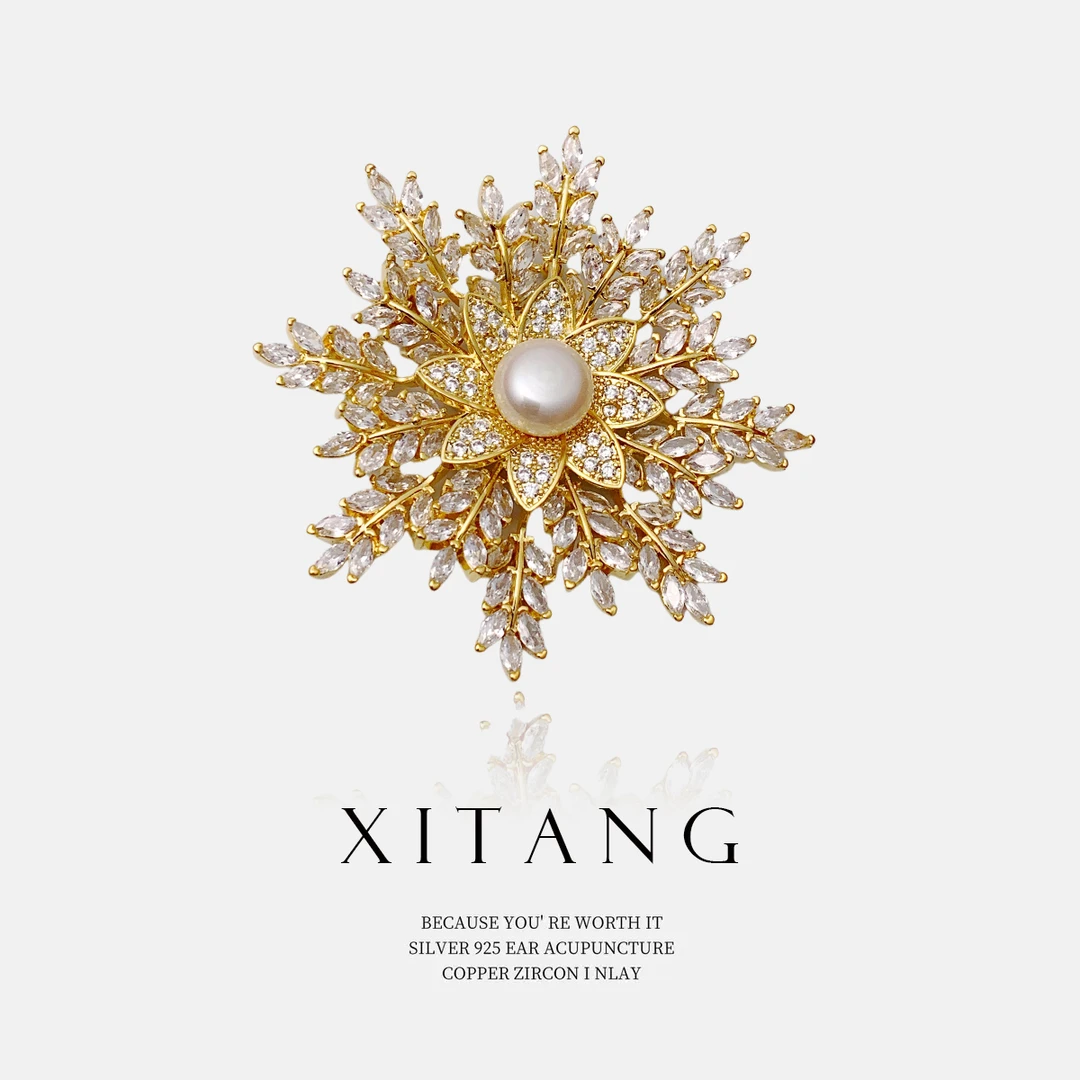 XITANG【人间白茶】设计师精致奢华百搭气质胸针8041