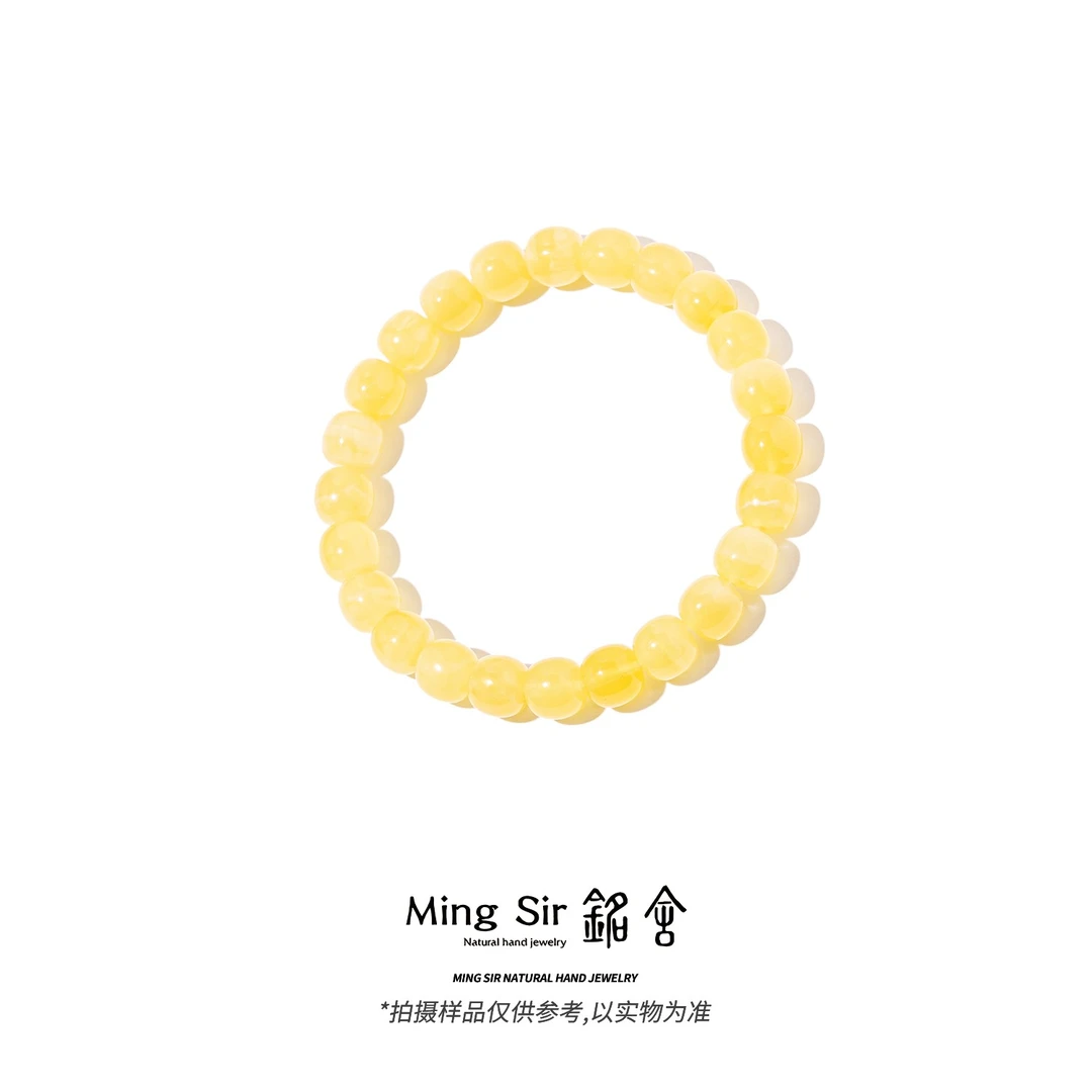 【铭舍 云端Pro·纯·满蜜微瑕】天然蜜蜡精工极限弧老型单圈手串文玩