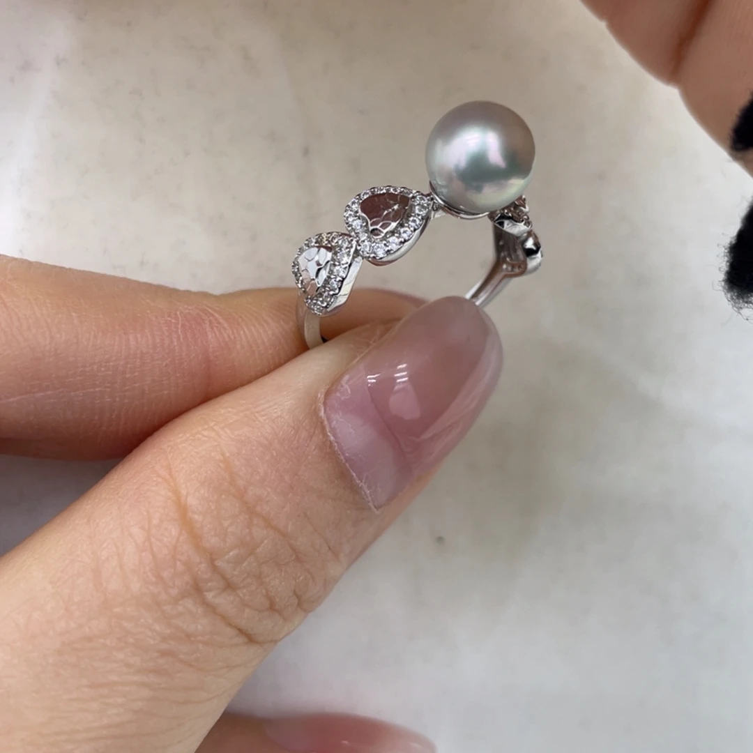 戒指海水珍珠银S925镶嵌