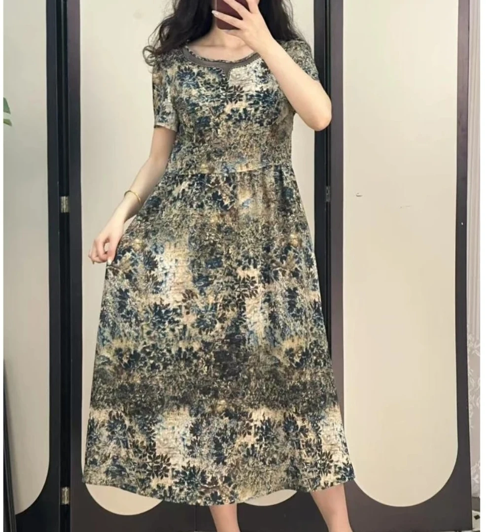 CL6070   夏季轻薄透气优雅气质碎花显瘦连衣裙