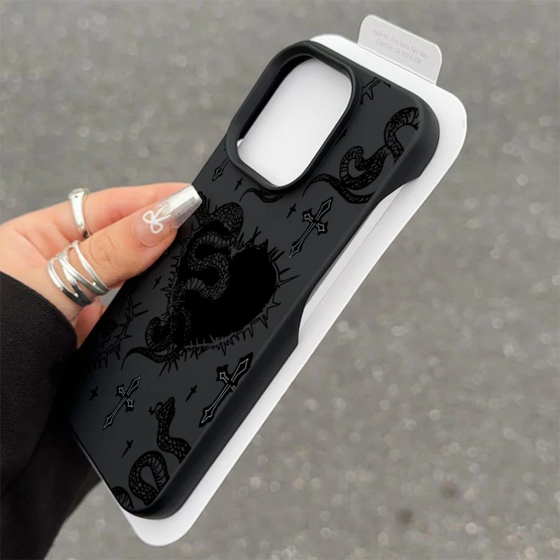 爱心蛇十字架半包软适用苹果16/15promax手机壳iphone14/12/11/13