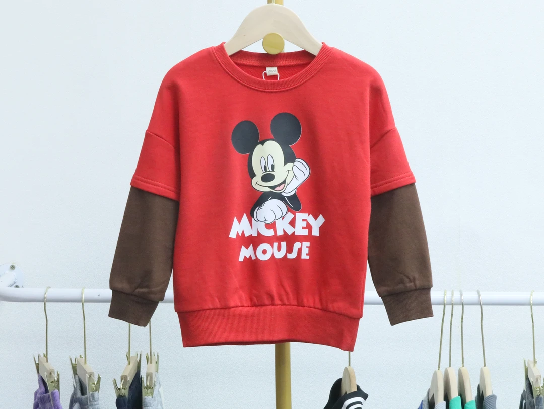 【Disney/迪士尼】B70男童假两件卫衣时尚帅儿童长袖休闲圆领拼接