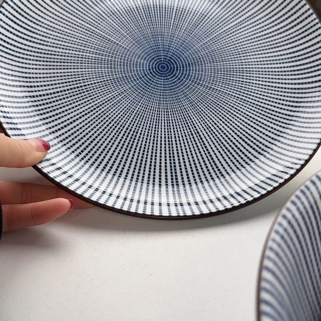 瓷片蓝十草25.5厘米大大大圆盘