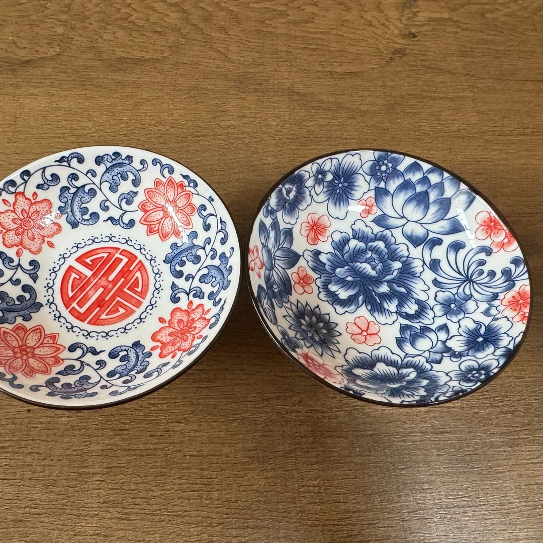 缠枝莲四朵红花牡丹果盘  ZH167