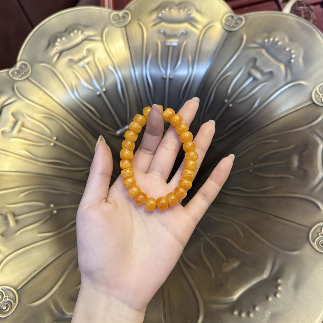 源源手作*鸡油红老型珠手串