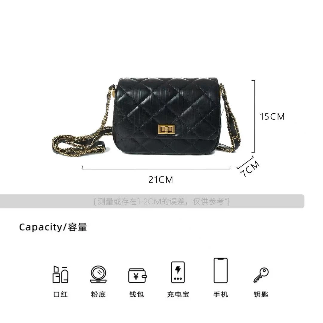 新款时尚百搭女士小众单肩斜挎包BV2121A-黑色