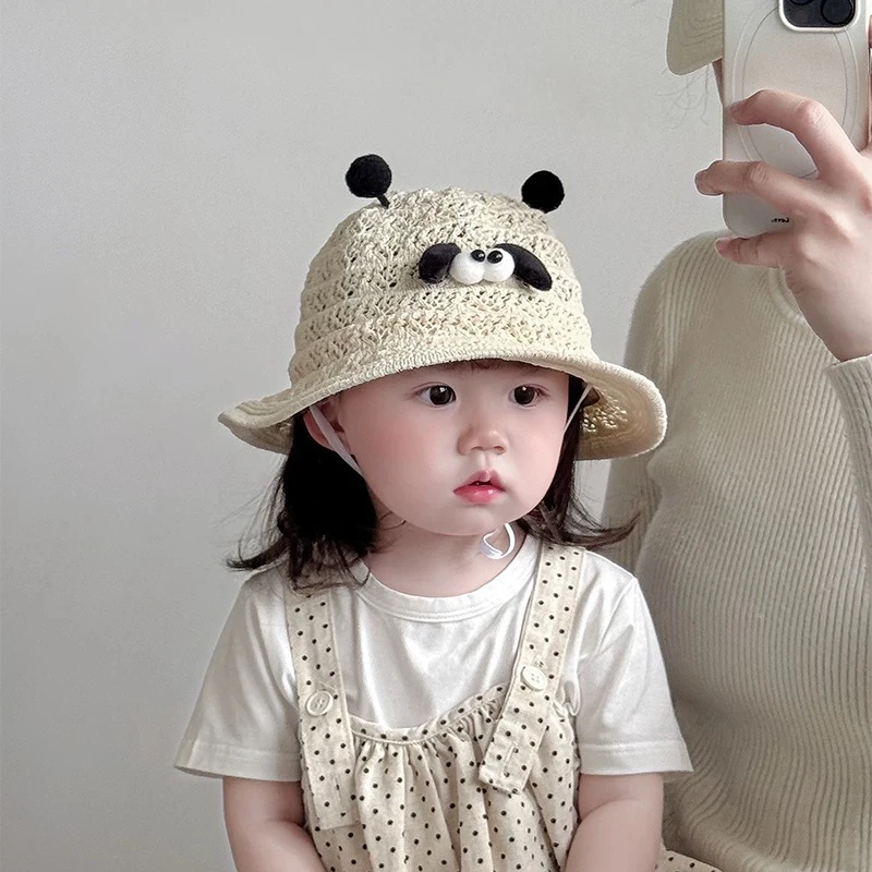 宝宝帽子春夏季薄款草帽可爱遮阳帽渔夫帽婴幼儿童出游大檐防晒帽