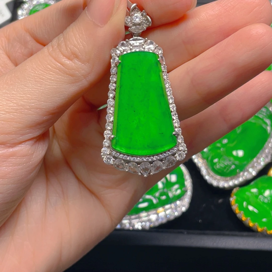 翡翠银S925镶嵌吊坠(不含链)
