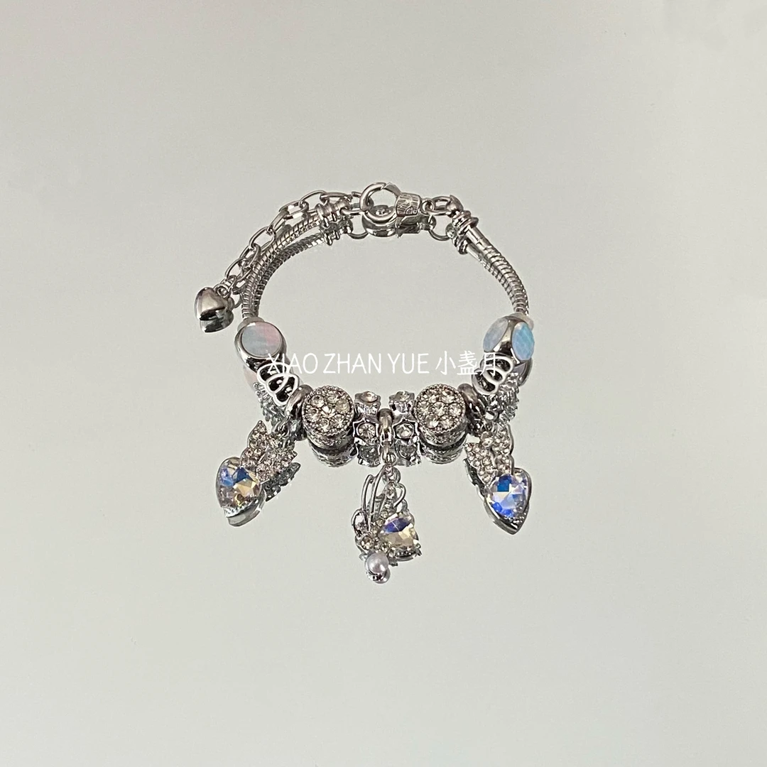 合金锆石手链 潘家满钻手链女百搭小众高级轻奢小众蝴蝶爱心手饰