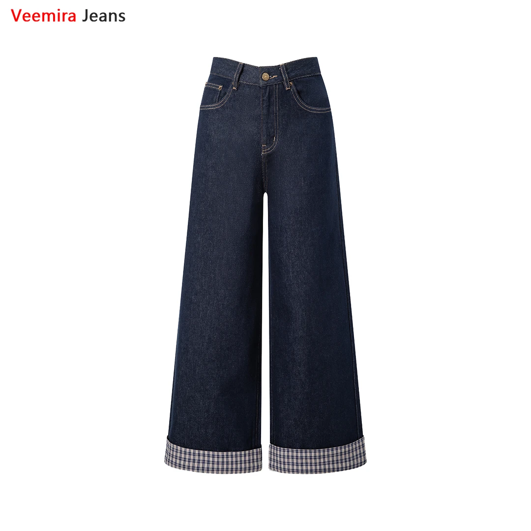 直筒牛仔裤女高腰宽松2026新款潮流修身翻边显瘦时尚法棍裤