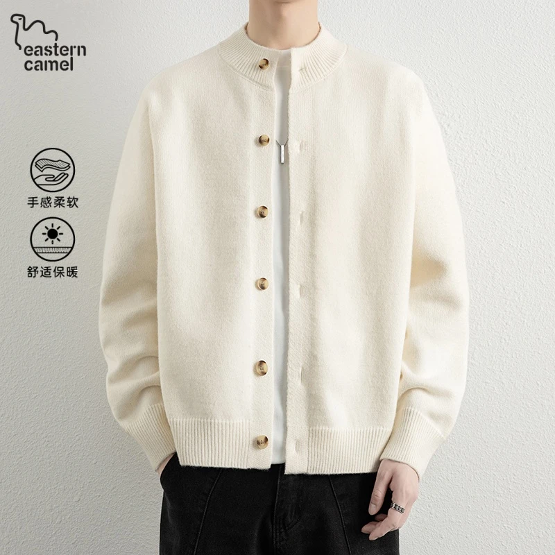 东方骆驼秋季美式复古开衫毛衣男士慵懒高级感百搭舒适上衣外套男