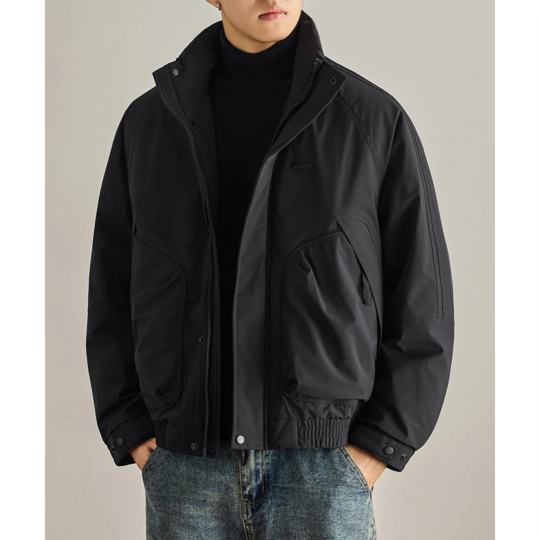 MR.MUDI/穆迪先生冬季美式立领羽绒服男士宽松工装白鸭绒短款外套