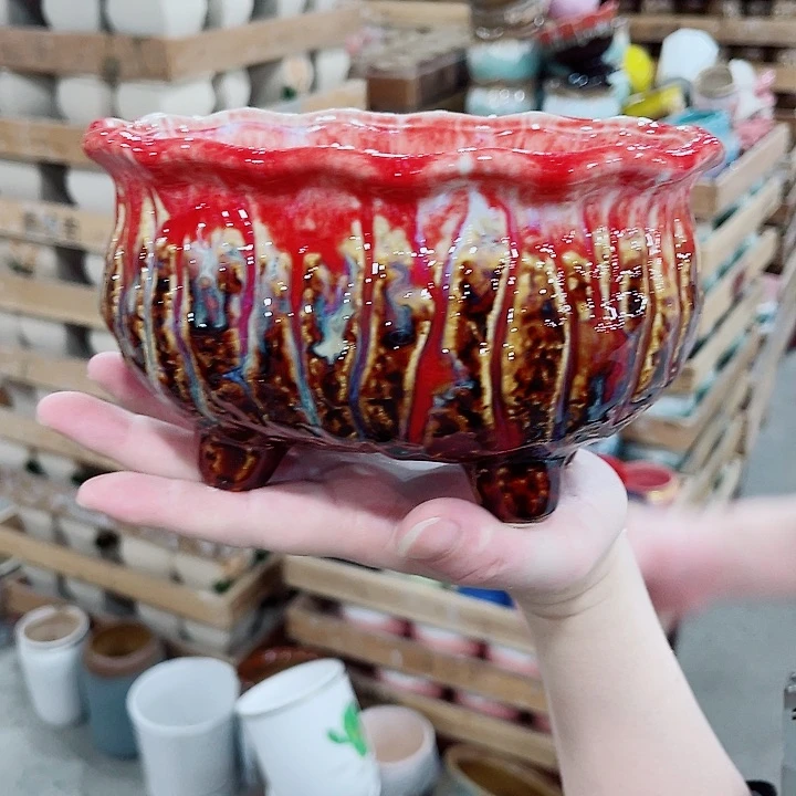 有孔，凑10元包邮陶瓷花盆发货！