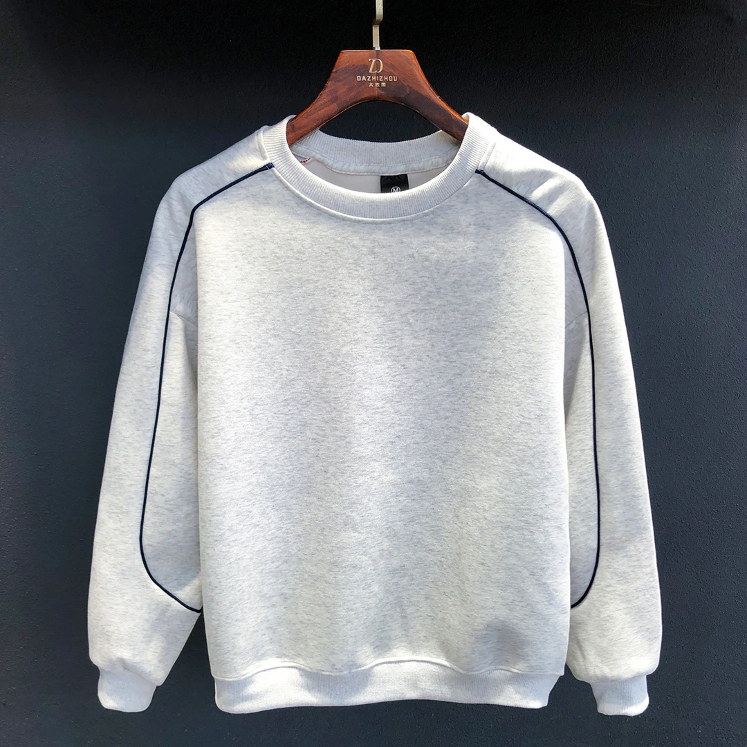 蒙鲁巴恩秋冬新款男士百搭卫衣时尚潮牌圆领套头拼色上衣打底高端