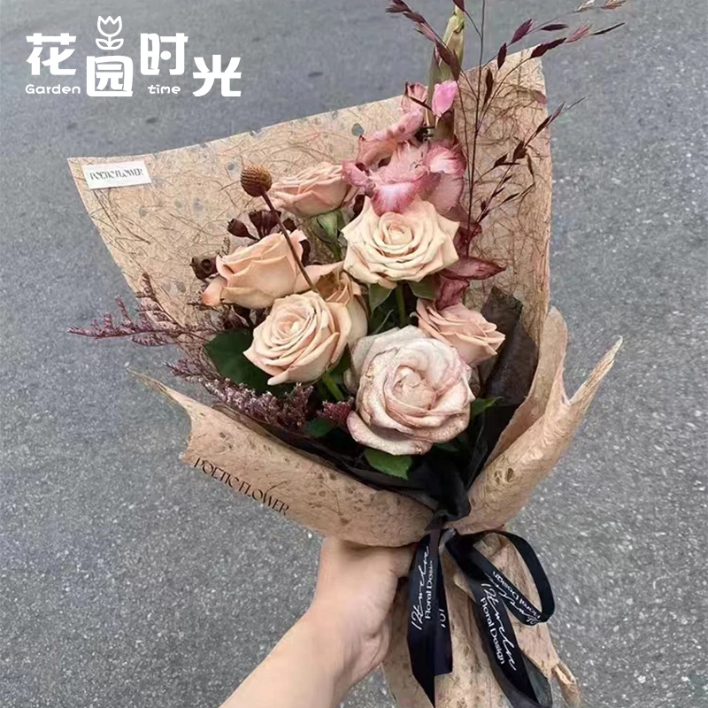 【花园时光】进口镂空麻丝落水纸 艺术梦幻防水鲜花花艺包装材料