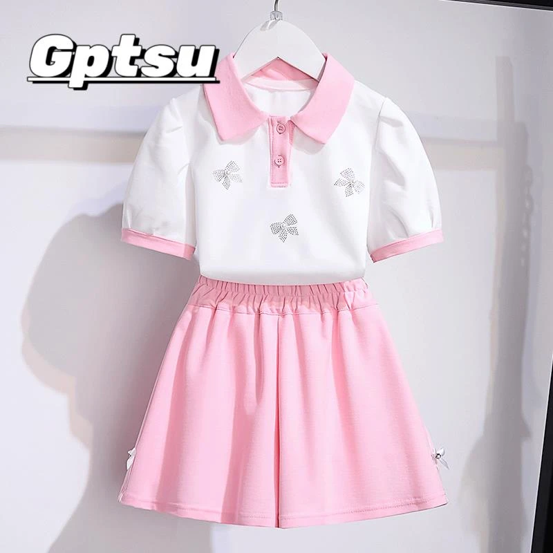 GPTSu女童时尚套装2025夏季新款洋气儿童夏装薄款短裤休闲两件套