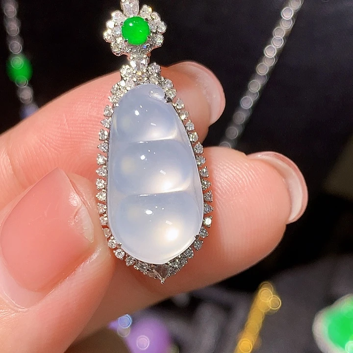 翡翠18K金镶嵌吊坠(不含链)